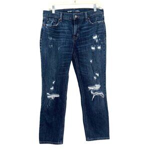Old Navy Womens Mid-Rise Boyfriend Distressed Jeans Size 8 Blue Denim Casual